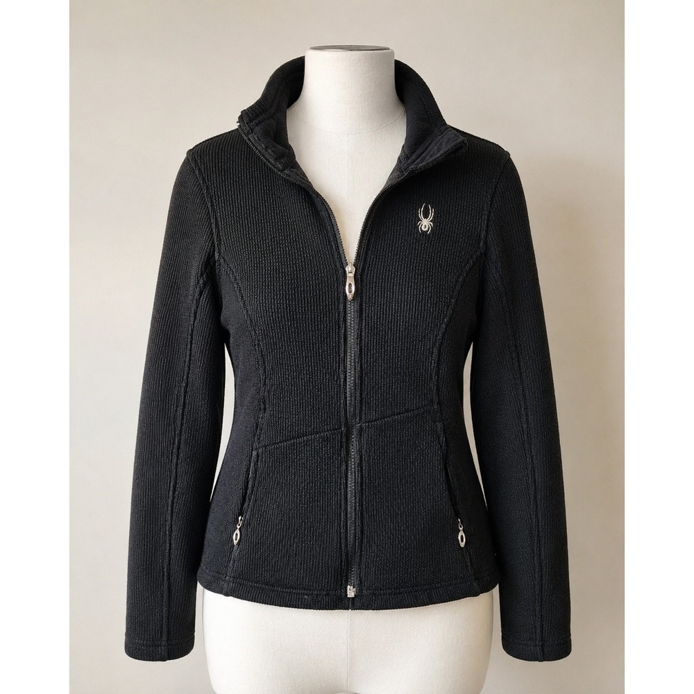 Spyder Core Jacket Sweater Size Medium Black Full-Zip Knit Jacket Women's